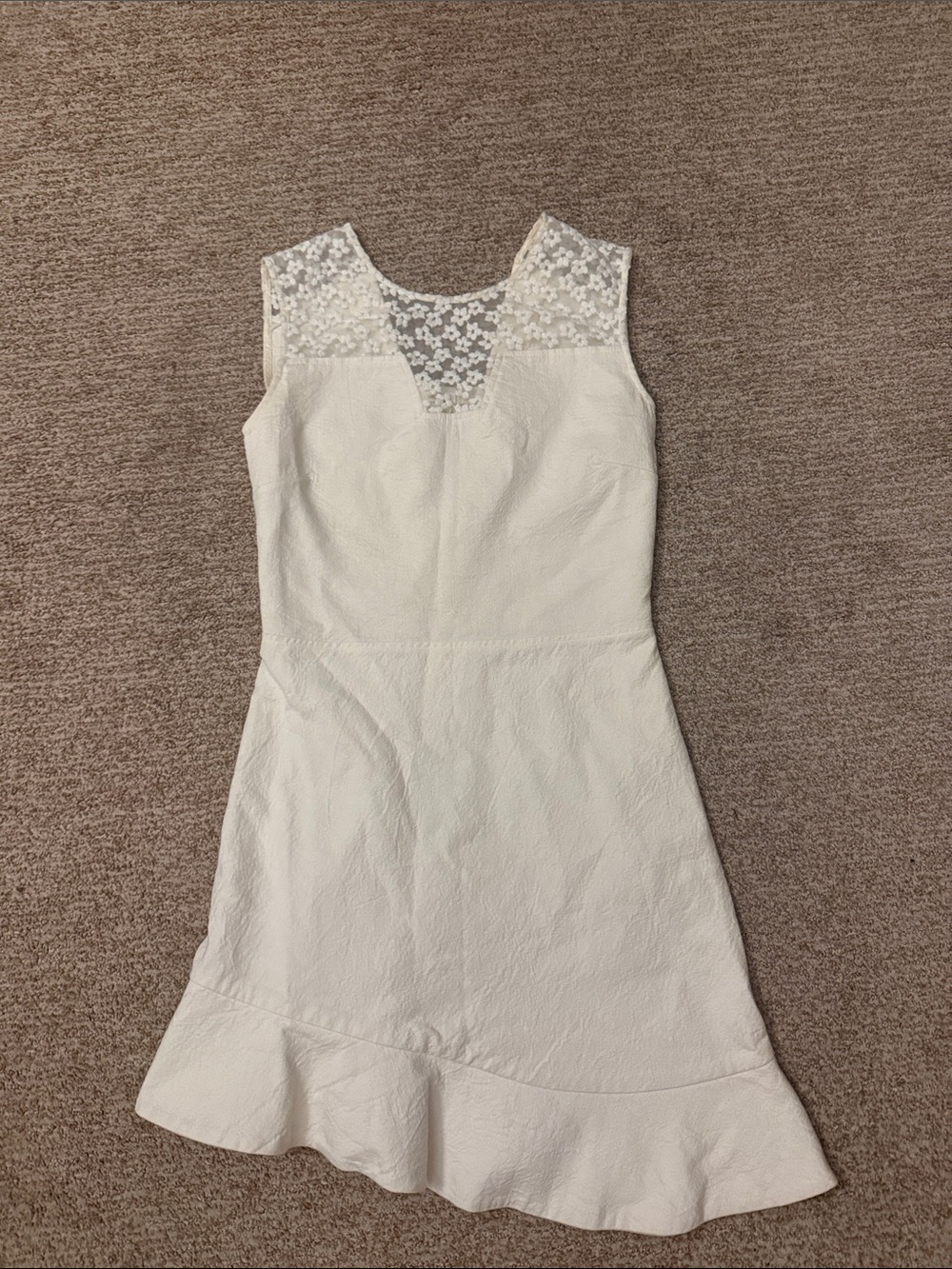 Maje minidress White Lace Sleeveless Mini Dress cotton asymmetrical medium
